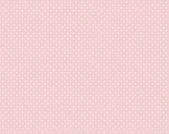 Baby Pink Swiss Dot Quilting Cotton Fabric Riley Blake Designs C670 BABY PINK Light Pink on White Small Pin Polka Dots Sewing Basics Solids