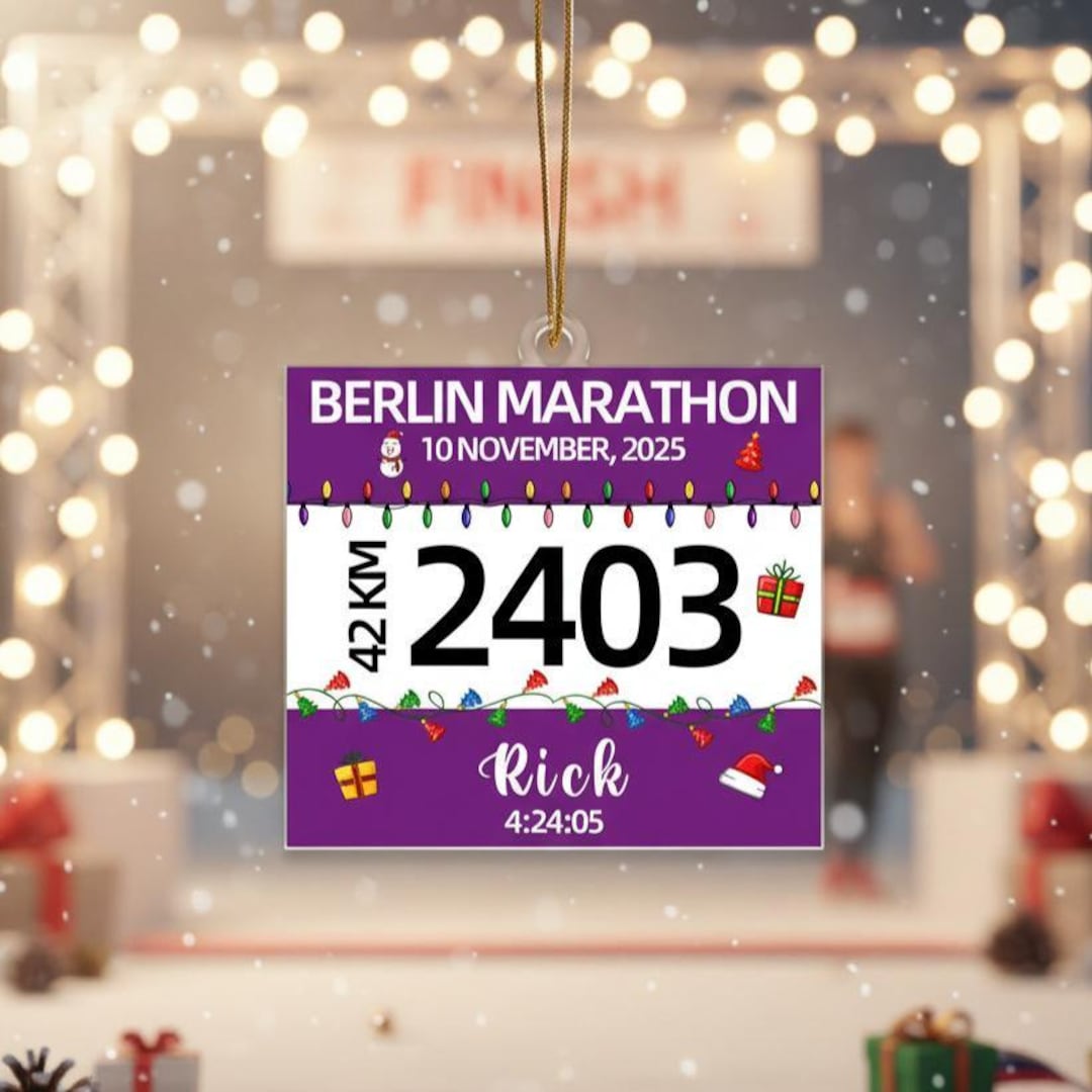 Custom Berlin Marathon Race Bib Acrylic Ornament, Runner Holiday ...