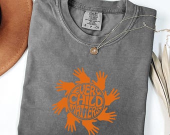 Comfort Colors® Every Child Matters Shirt, ECM T-Shirt, Indigenous Owned Tee, Indigenous Feather Shirt, Native Design Long Sleeve Shirt