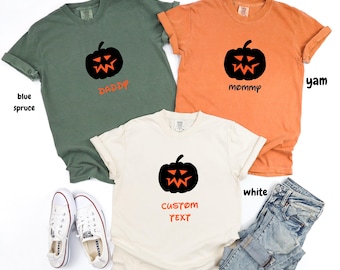 Comfort Colors Halloween Shirt, Halloween Party Group T-Shirt, Pumpkin Family Face Shirt, Halloween Family Matching Long Sleeve Tee