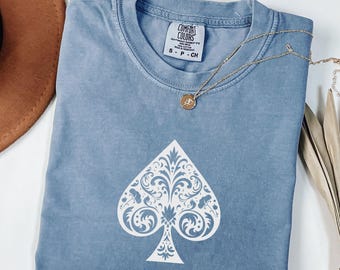 Camiseta de picas con baraja de cartas, camiseta de picas con atuendo de póker Comfort Colors®, camiseta de picas con cartas de bridge, naipes a juego para casino de picas