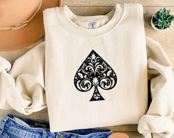 Deck of Cards Spade Shirt, Poker Outfit Cards Spade Sweatshirt, Bridge Cards Spade Tee, Matching Playing Cards for Casino Spade Hoodie