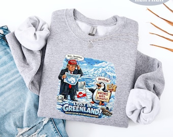 Hands Off Greenland Sweatshirt, Funny Anti Trump Penguin Tee