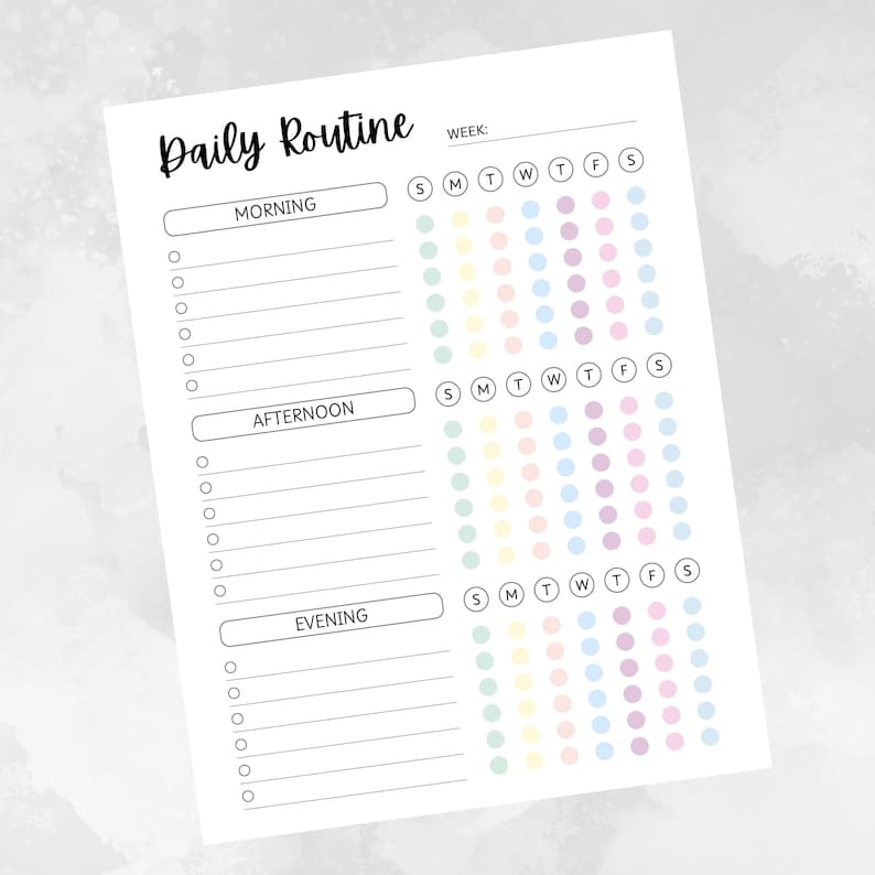 Daily Routine Planner Printable, Minimalist Weekly Habit Tracker ...