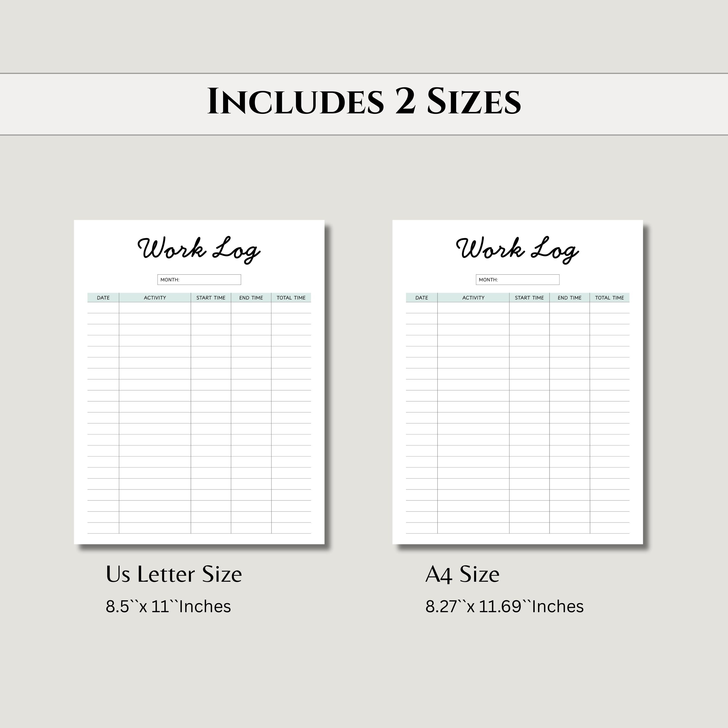 Personal Work Check Log Examples Work Log Template | Employee Daily Work Record Sheet | Job Task Tracker ...