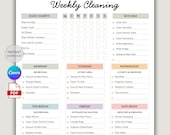 Weekly Cleaning Checklist Printable PDF | Editable Canva Cleaning Planner | Daily Weekly Chore Chart | Home Cleaning Schedule