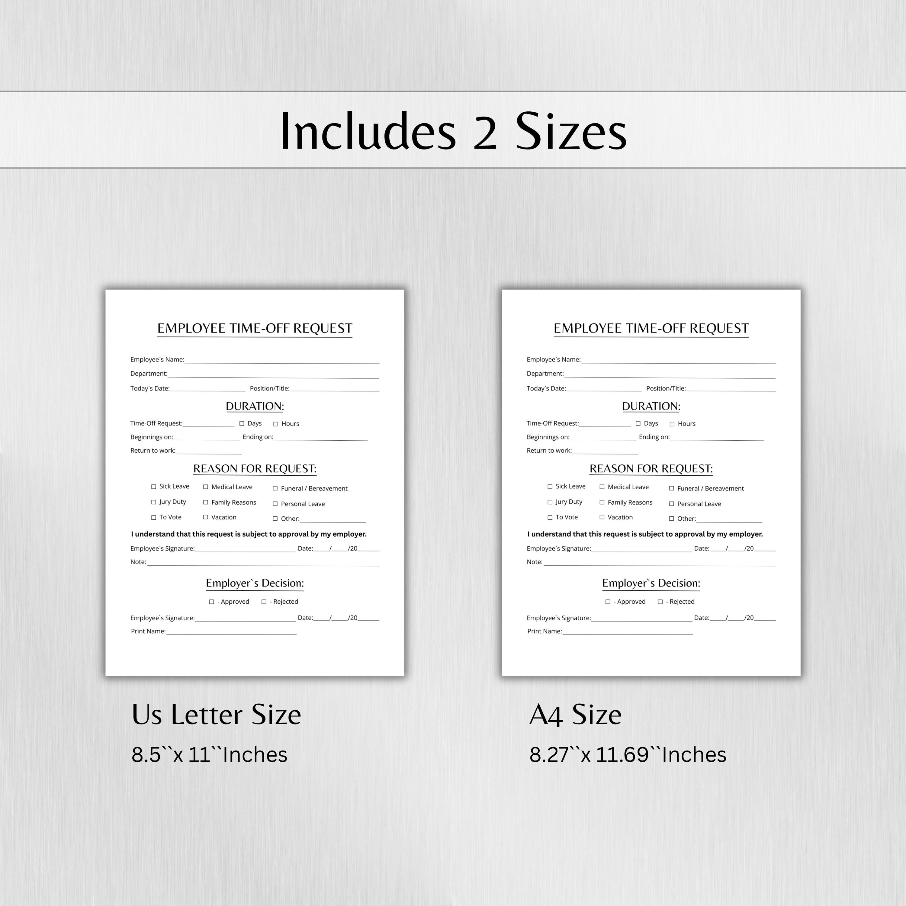 Employee Time Off Sign Employee Time-off Request Template. Editable Vacation Request Form ...