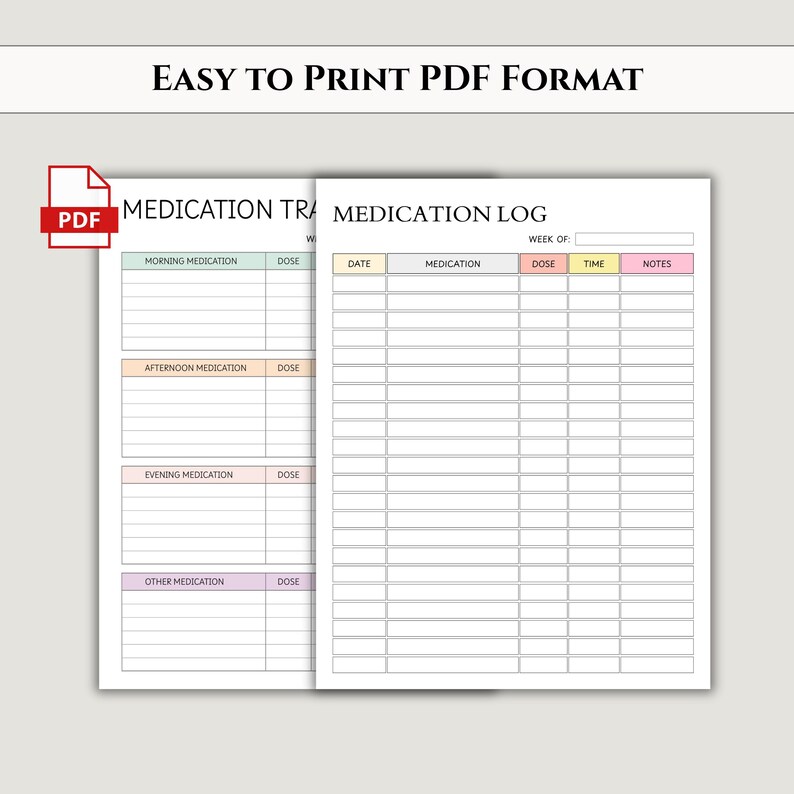 Medication Tracker and Medication Log Printable, Daily Weekly Pill ...