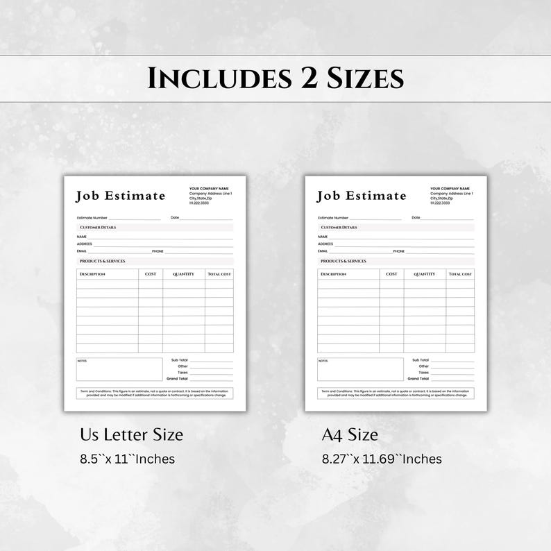 Job Estimate Template Canva | Editable Estimate Form | Contractor Quote ...
