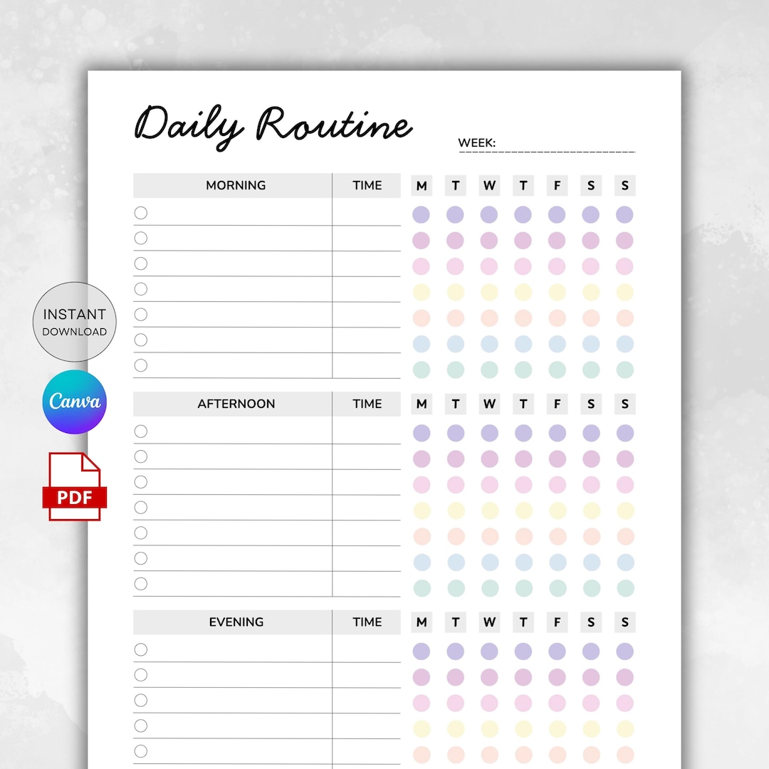 Daily Routine Planner Printable | Morning Afternoon Evening Schedule ...