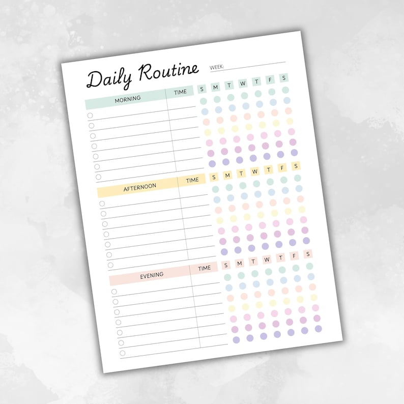 Daily Routine Planner Canva Template Editable | Habit Tracker Printable ...