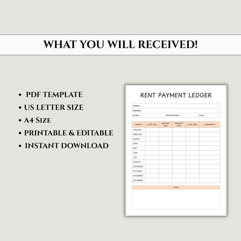 Weekend Rent Record Table Rent Payment Ledger Printable, Rental Tracker Sheet, Monthly Rent Log ...