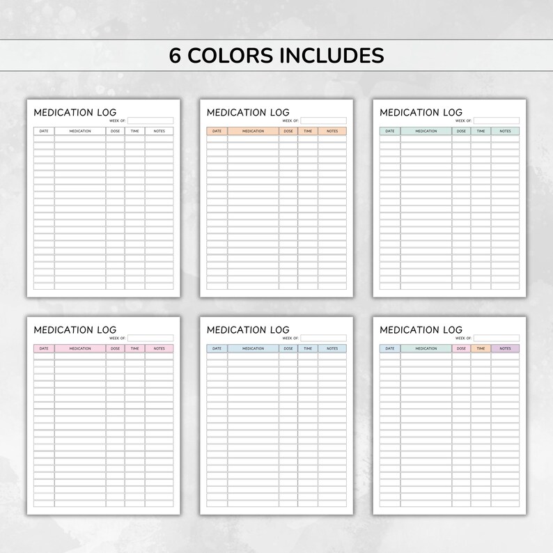 File Header Medication Medication Log Tracker Editable Template | Daily Medication Log Sheet ...