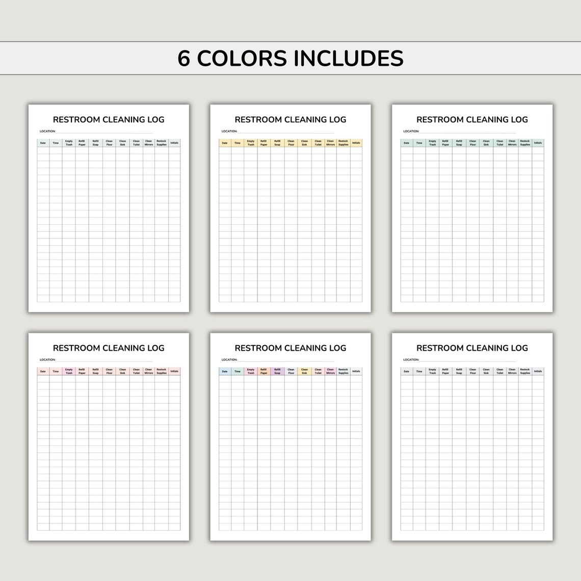 Restroom Cleaning Log Sheet | Bathroom Cleaning Checklist | Editable ...