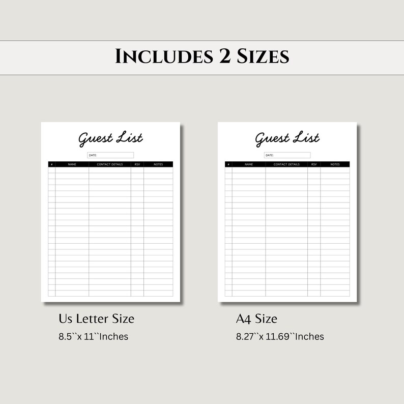 Guest List Tracker Printable Wedding Planner Sheet | Event Guest ...