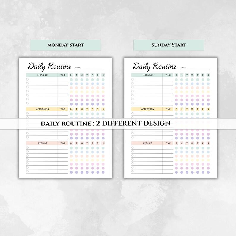 Daily Routine Planner Canva Template Editable | Habit Tracker Printable ...