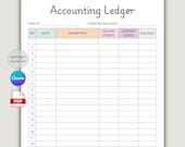 Accounting Ledger Template | Bookkeeping Record Sheet & Expense Tracker | Small Business Finance Log | Printable Accountant Form