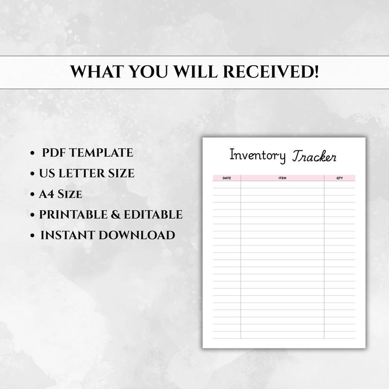 Printable Inventory Received Form.pdf Inventory Log Sheet | Inventory Tracker Template | Stock Inventory ...