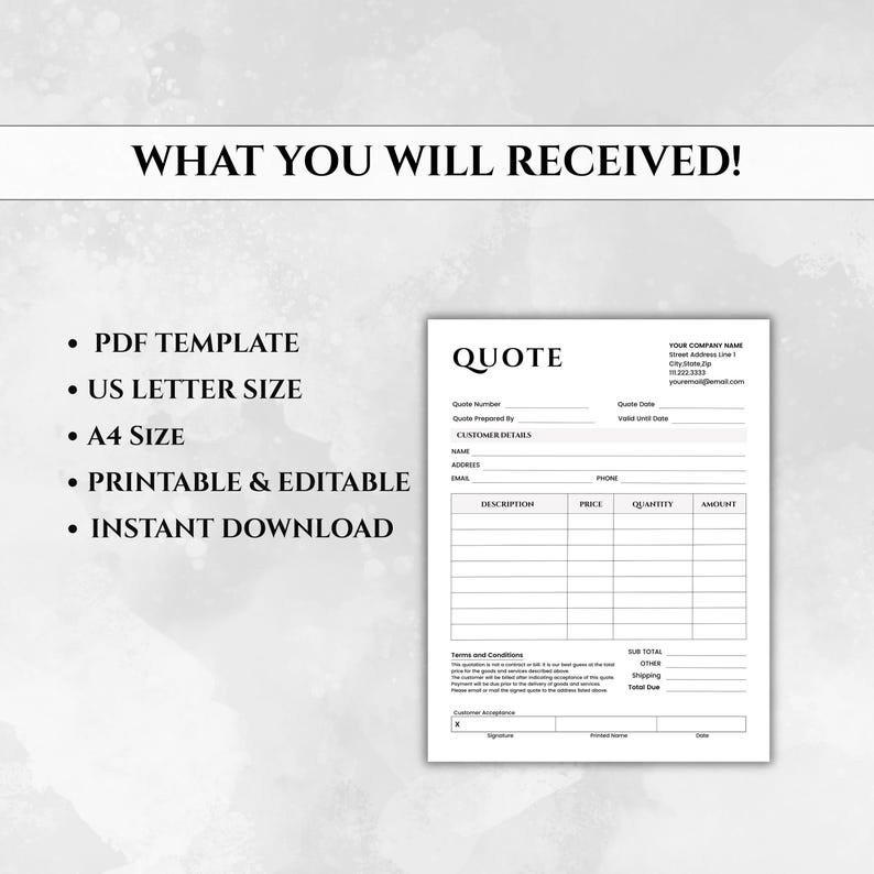 Editable Quote Template Canva | Business Quote Form | Service Quote ...