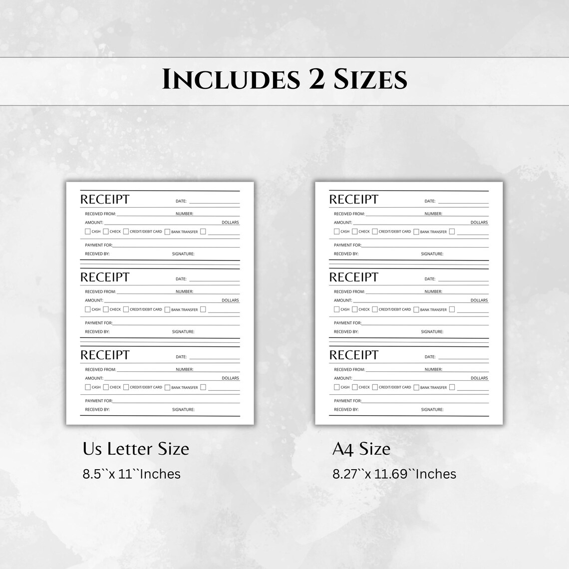 Editable Receipt Template, Customer Receipt, Rent Receipt , Minimalist ...