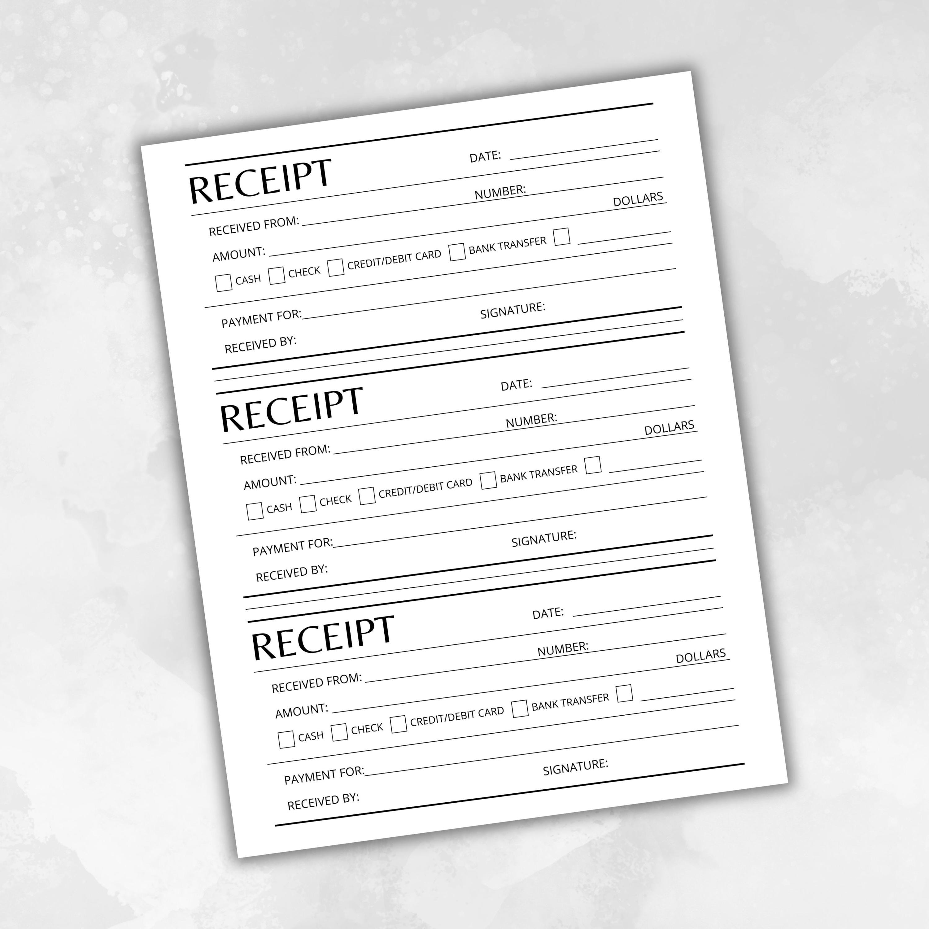 Editable Receipt Template, Customer Receipt, Rent Receipt , Minimalist ...