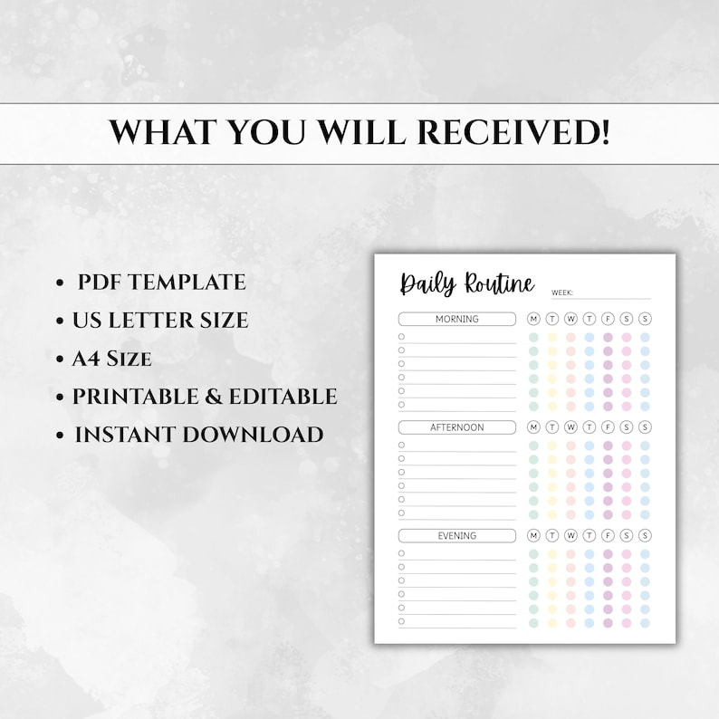 Daily Routine Planner Printable, Minimalist Weekly Habit Tracker ...
