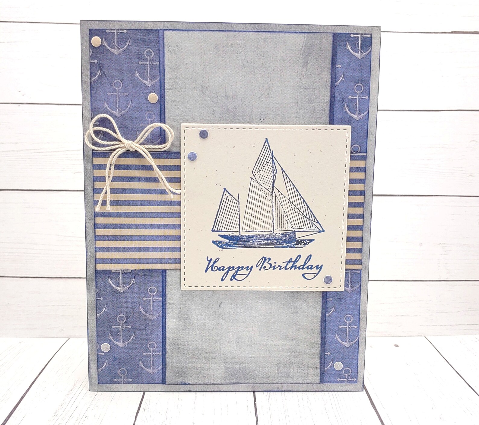 Handmade Nautical Birthday Greeting Card With Ship Sailing Etsy