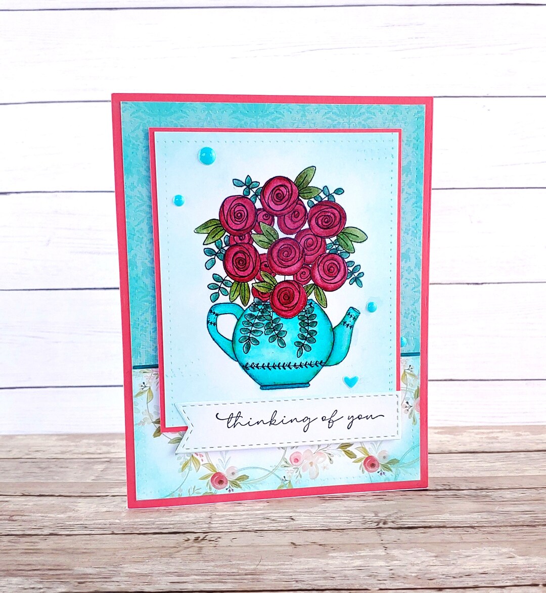 Handmade Thinking of You Greeting Card Feminine Thinking of - Etsy