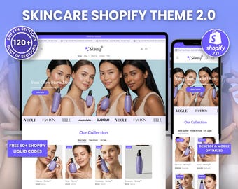 Skincare Shopify 2.0 Theme, Clean Esthetician Aesthetic, Dermatology Landing Page Minimalist Design, Beauty Brand Ecommerce Website Template