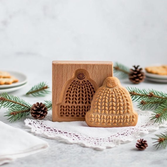 Wooden Cookie Mold Tool: Cookie Cutter in the Shape of a Santa Hat