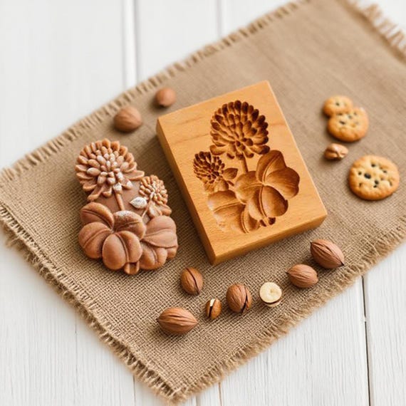 Four-Leaf Clover Cookie Mold: Wooden Holiday Baking Cutter