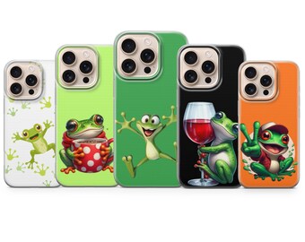 Frog Phone Case Kawaii-hoesje voor iPhone 17 Pro Max, 16e, 15, 14, 13 en Samsung S26 Ultra, S25 FE, A57, A56, Pixel 10, 9A