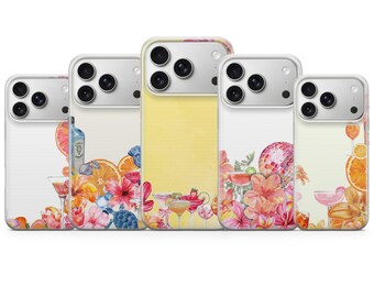 Cocktail Phone Case Summer Drinks Cover voor iPhone 17 Pro Max, 16e, 15, 14, 13 en Samsung S26 Ultra, S25 FE, A57, A56, Pixel 10, 9A