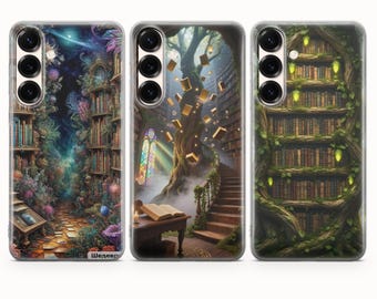 Boekenplank telefoonhoesje Fantasy Cover voor iPhone 17 Pro Max, 16e, 15, 14, 13 en Samsung S26 Ultra, S25 FE, A57, A56, Pixel 10, 9A