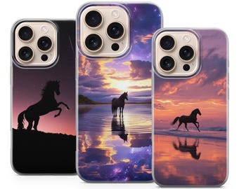 Horse Case, Equestrian Case, Sunset-hoesje voor iPhone 17 Pro Max, 16e, 15,14,12 en Samsung S25 Ultra, S24 FE, A56 Pixel 10 XL, 9a, 8