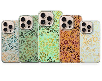 Pastel Phone Case Leopard Print Cover for iPhone 17 Pro Max, 16e, 15, 14, 13 & Samsung S26 Ultra, S25 FE, A57, A56, Pixel 10, 9A