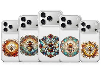 Bee Phone Case Floral Cover voor iPhone 17 Pro Max, 16e, 15, 14, 13 en Samsung S26 Ultra, S25 FE, A57, A56, Pixel 10, 9A
