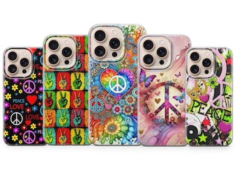 Etui na telefon Hippie z motywem znaku pokoju do iPhone'a 17 Pro Max, 16e, 15, 14, 13 i Samsunga S26 Ultra, S25 FE, A57, A56, Pixela 10, 9A