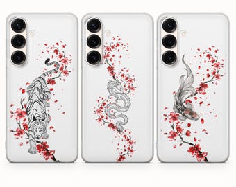 Japans - Sakura-telefoonhoesje voor iPhone 17 Pro Max, 16e, 15,14,12 en Samsung S25 Ultra, S24 FE, A56 Pixel 10 XL, 9a, 8