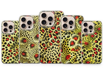 Bold Yellow Phone Case Leopard Print Cover for iPhone 17 Pro Max, 16e, 15, 14, 13 & Samsung S26 Ultra, S25 FE, A57, A56, Pixel 10, 9A