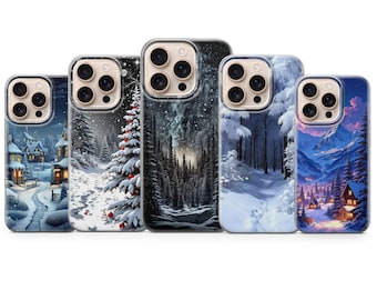 Telefoonhoesje winterlandschap, kersthoesje voor iPhone 17 Pro Max, 16e, 15, 14, 13 en Samsung S26 Ultra, S25 FE, A57, A56, Pixel 10, 9A