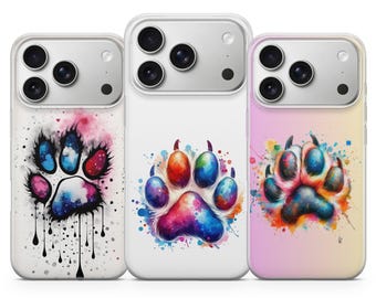 Kleurrijk telefoonhoesje met pootafdruk voor iPhone 17 Pro Max, 16e, 15, 14, 13 en Samsung S26 Ultra, S25 FE, A57, A56, Pixel 10, 9A