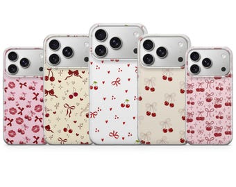 Cherry Phone Case Red Cherry Cover voor iPhone 17 Pro Max, 16e, 15, 14, 13 en Samsung S26 Ultra, S25 FE, A57, A56, Pixel 10, 9A