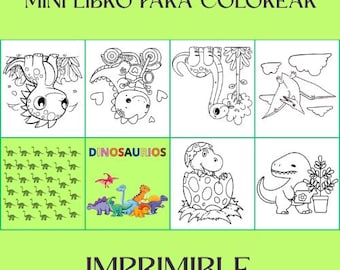恐竜ミニぬりえ – 子供向け印刷可能デジタルファイル | 子供向け創作アクティビティ