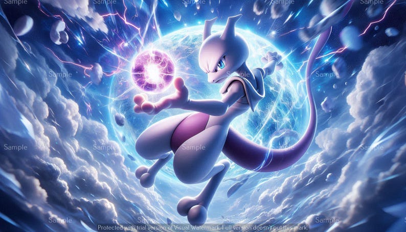 Mewtwo Float Pokemon Mewtwo, Digital Image, Wallpaper .PNG File - Etsy