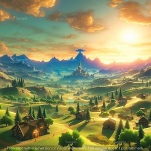 The Legend of Zelda Inspired Landscapes 2 ensembles d&#39;images numériques. Fichier PNG.