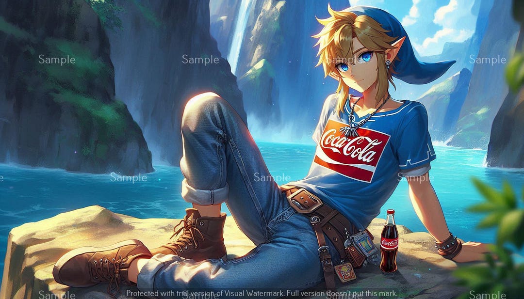 The Legend of Zelda, Link Relaxing With A Drink of Coca Cola, Digital ...
