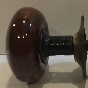 Antique Brown Ceramic Doorknobs Set Of 2