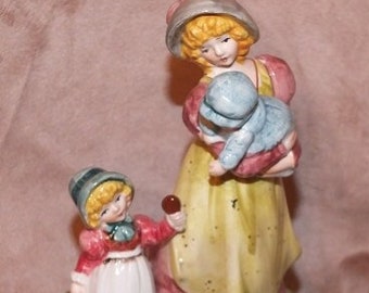Vintage Schmid Mother and Children Figurine Music Box
