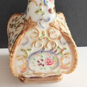 Vintage Floral Ceramic Perfume Bottle Cork Stopper image 1